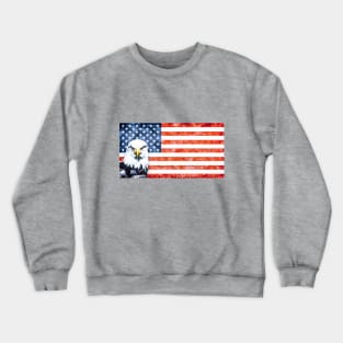 Rustic Distressed Eagle on American Flag Crewneck Sweatshirt